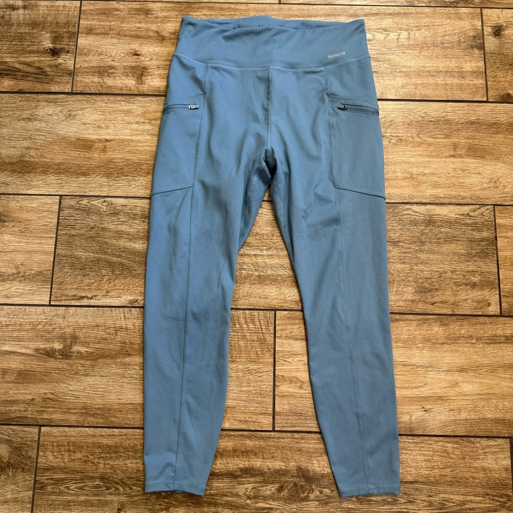 Hurley Women Leggings Size XL Blue Extra Large POCKETS!